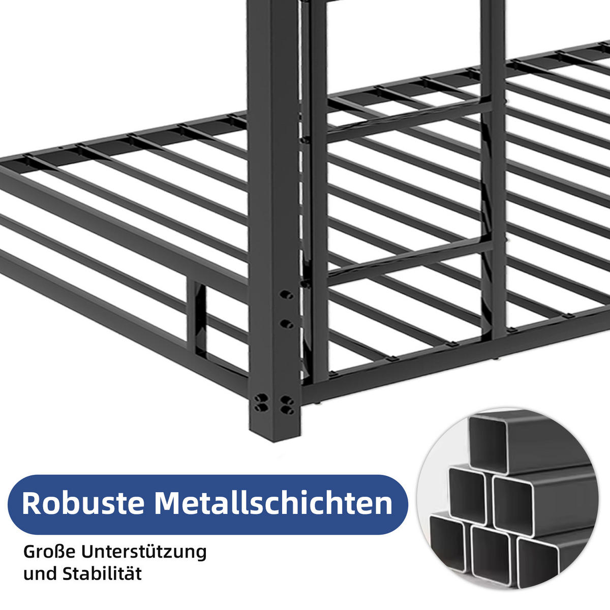 ETAGENBETT Metall 90x190 cm Schwarz - Schwarz, Metall (90/190cm) - Meubliv
