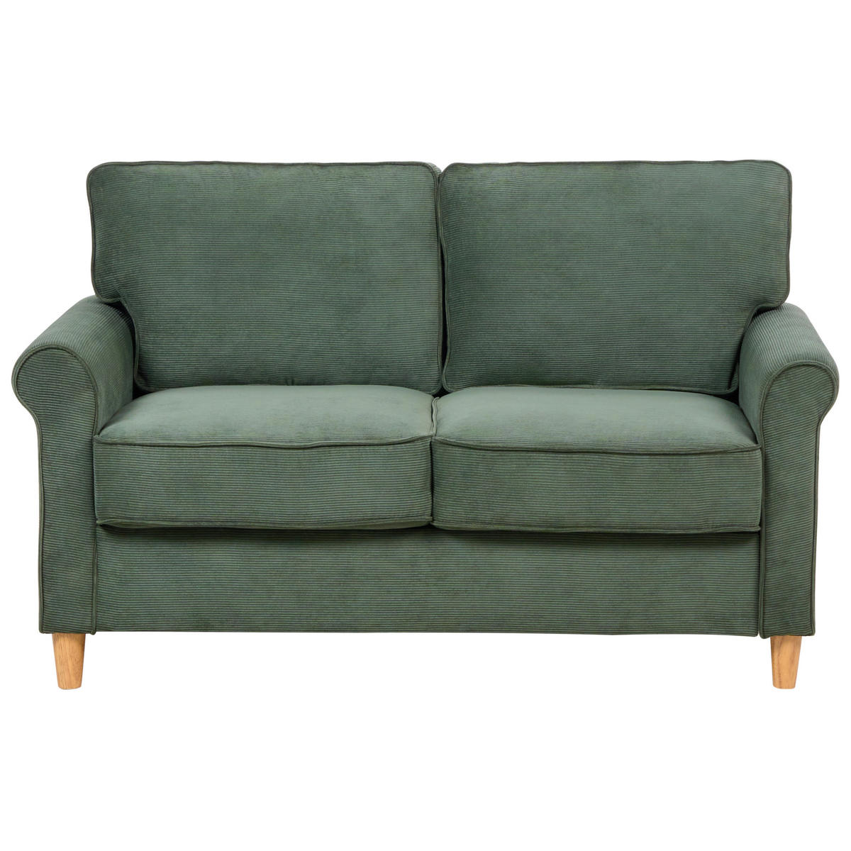 2-SITZER-SOFA Cord dunkelgrün Ronneby - Hellbraun/Grün, Textil (140/88/78cm) - Beliani