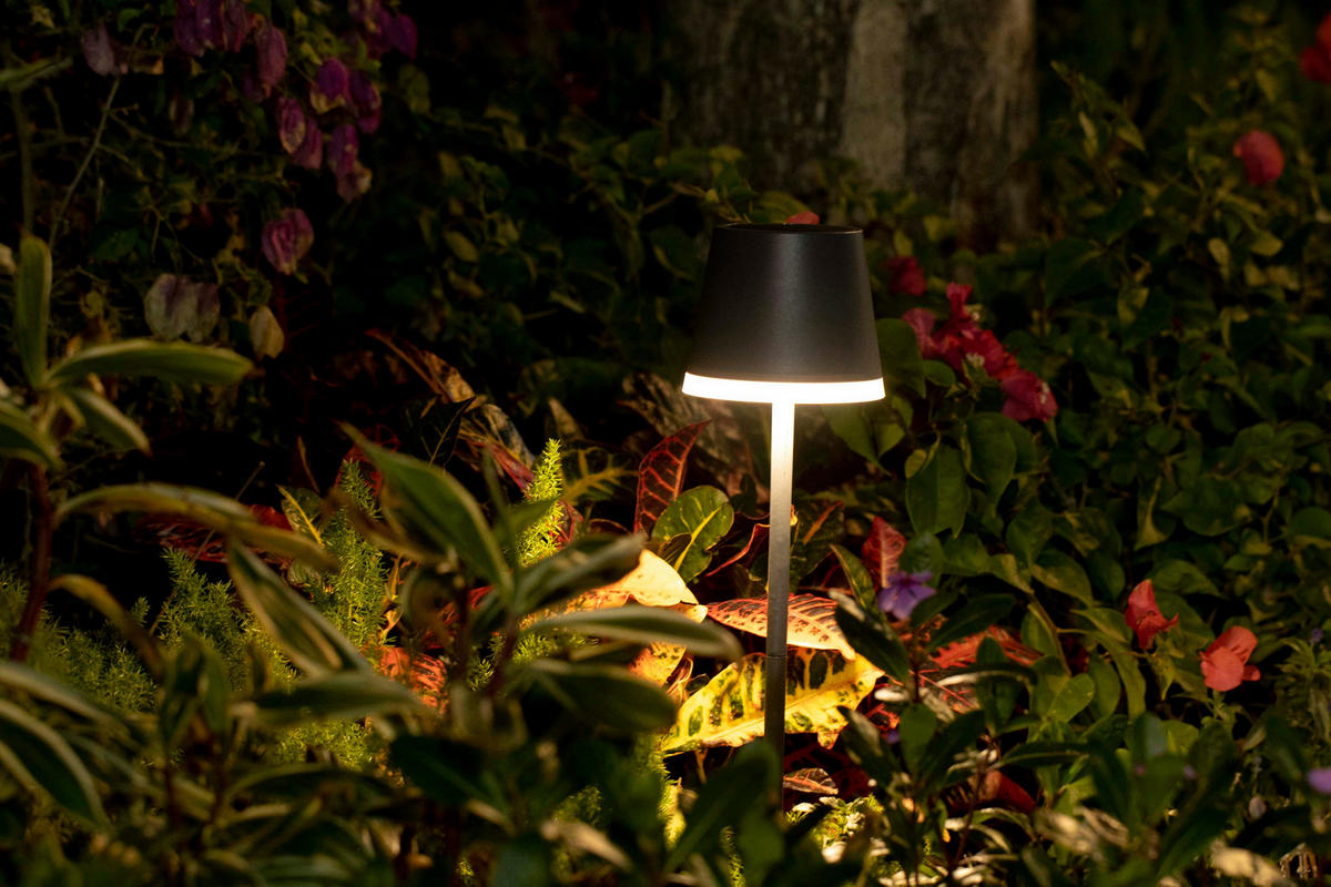 LED-SOLAR-GARTENLEUCHTE Tischleuchte für Garten Terrasse Balkon Lampe schwarz - Weiß, Kunststoff (5/5/5cm) - Northpoint