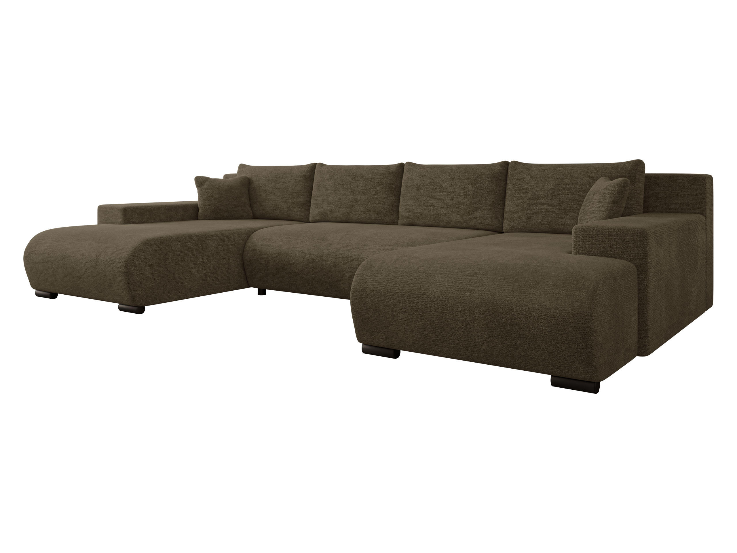 WOHNLANDSCHAFT Nojan U - Dunkelbraun/Schwarz, Holz/Kunststoff (351/80/191cm) - MIRJAN24