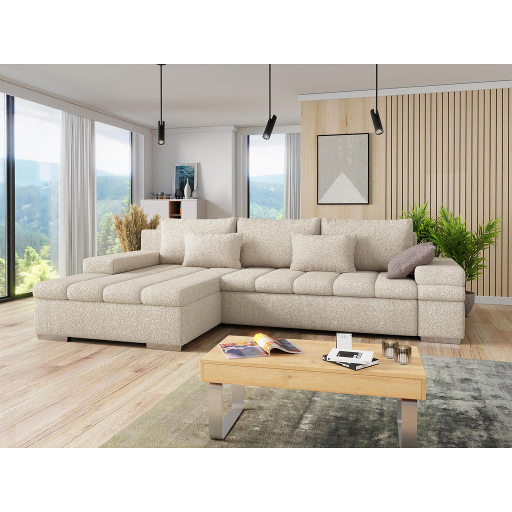 Thumbnail - Mirjan24 Ecksofa, Beige, Textil, 6-Sitzer, Ottomane links,L-Form, 310x175 cm, Wohnzimmer, Sofas & Couches, Wohnlandschaf...