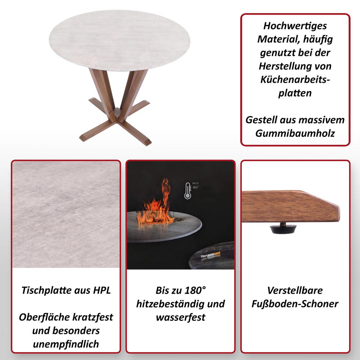 BISTROTISCH -S okrúhly svetlošedý - svetlosivá, drevo (92/92/76cm) - MCW