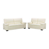 COUCHGARNITUR - 5 Personen - leder - elfenbeinfarben Mimas - Weiß, Leder (162/97/89cm) - Vente-Unique