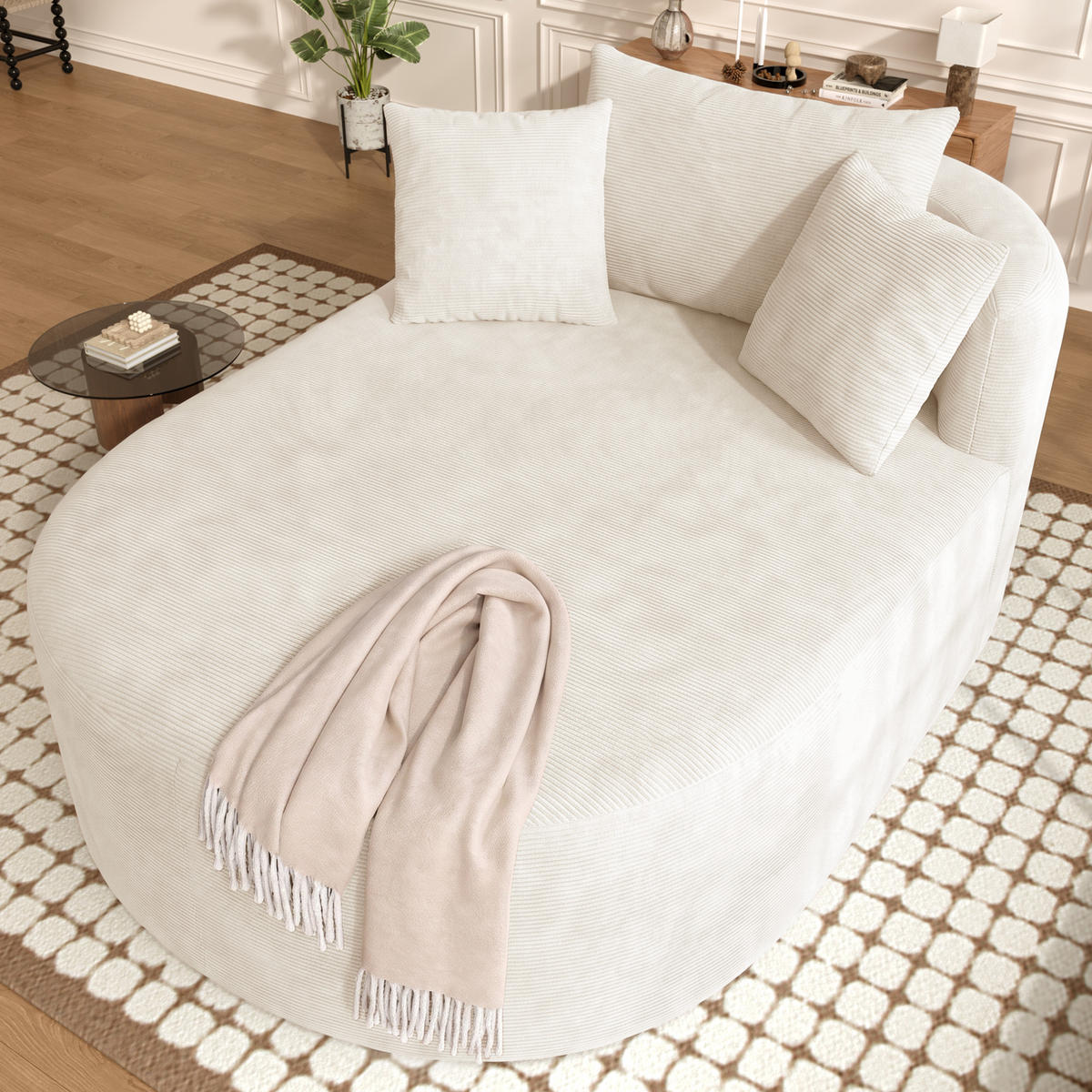 XXL-SESSEL montagefrei mit 122 cm Sitztiefe, DE-42520, Hellbeige - Beige, Textil (170/83/112.5cm) - ComfortXL