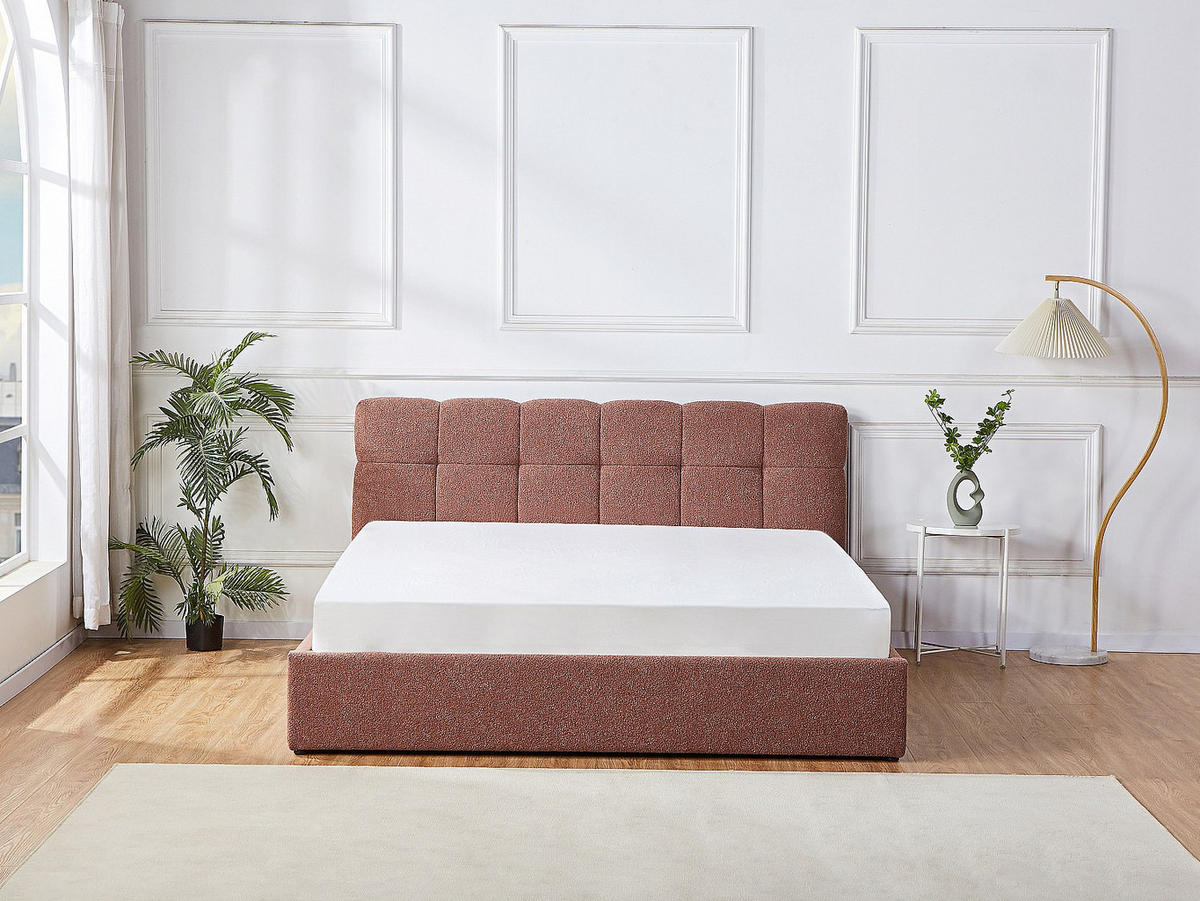 BETT mit Bettkasten - 2 Personen - stoff - terracotta Maziri - Terracotta, Textil (180/200cm) - Vente-Unique