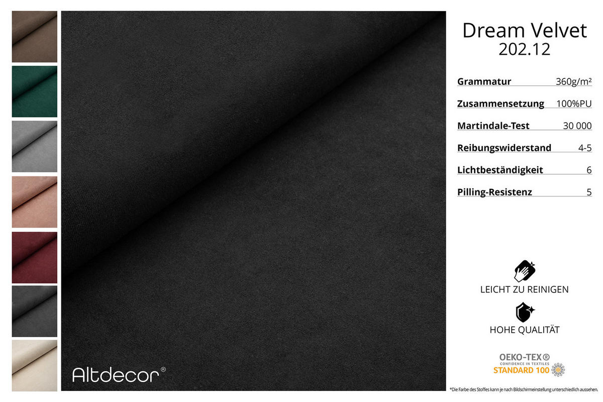 ECKSOFA mit Schlaffunktion und Bettkasten LIRA-L - 264x172x89 Schwarz - Schwarz, Holzwerkstoff/Textil (264/172cm) - ALTDECOR