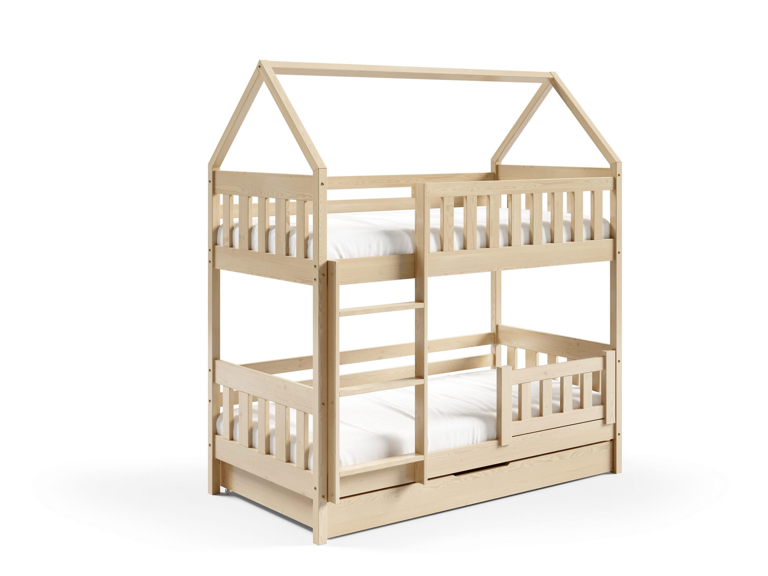 ETAGENBETT ELENA mit Bettkasten 80x190 cm Kieferfarben - Kieferfarben, Holz (80/190cm) - MASSENO