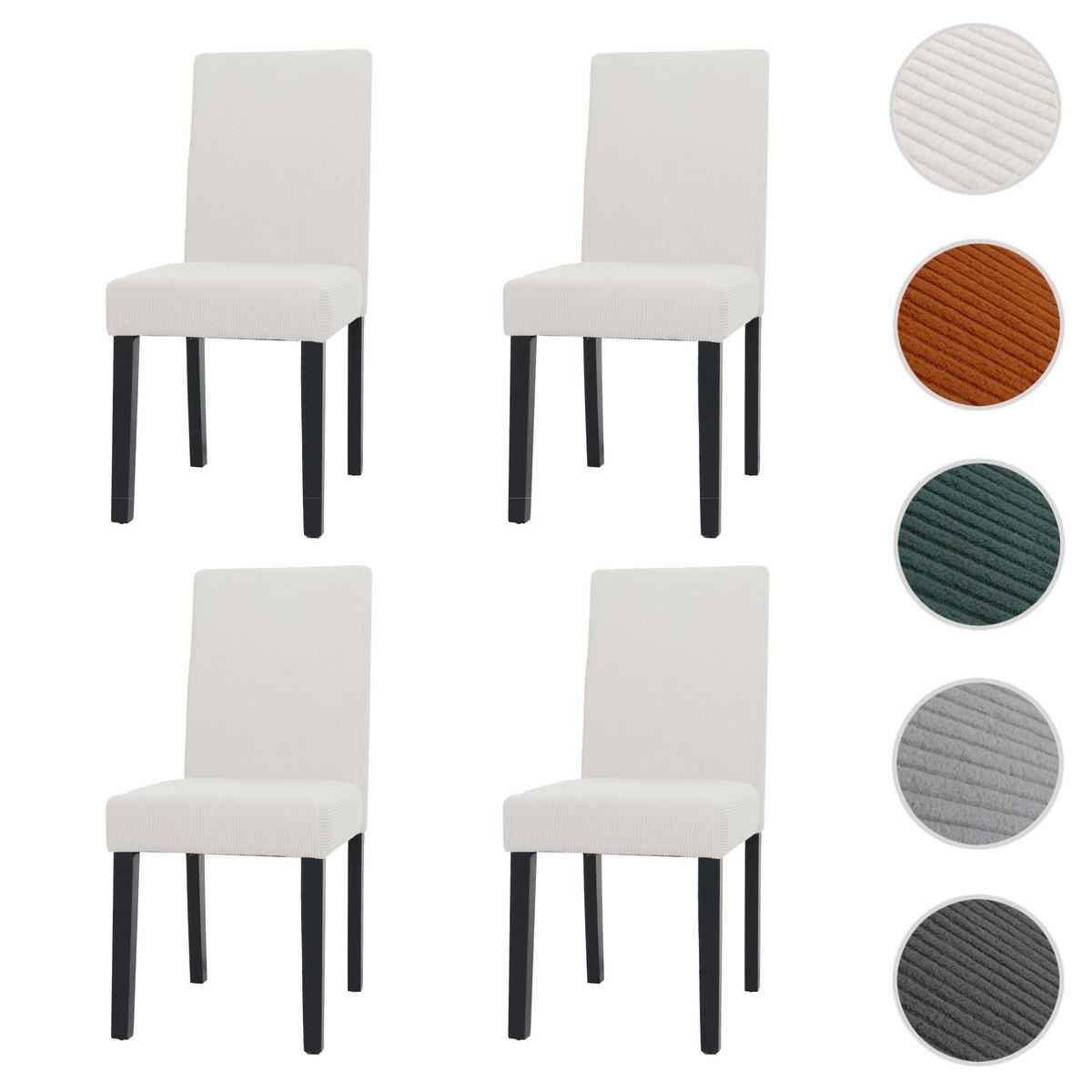 ESSZIMMERSTUHL Cremeweiß 4er-Set - Weiß, Textil (42/90/50cm) - MCW