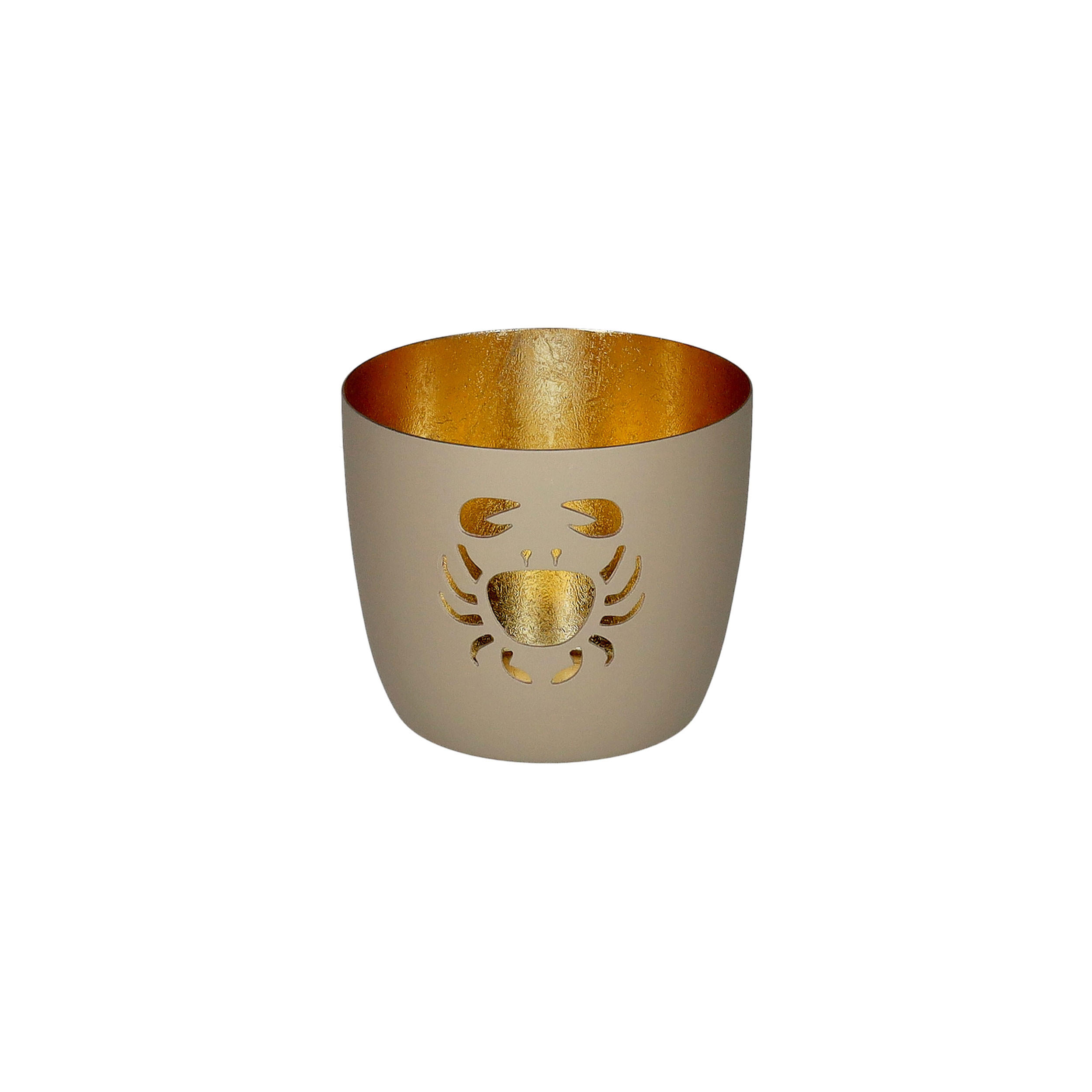 TEELICHTHALTER Madras M, Krabbe, Eisen, Sandstone / Gold, H 8.5 cm - Beige, Metall (10cm) - Gift Company