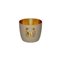 TEELICHTHALTER Madras M, Krabbe, Eisen, Sandstone / Gold, H 8.5 cm - Beige, Metall (10cm) - Gift Company