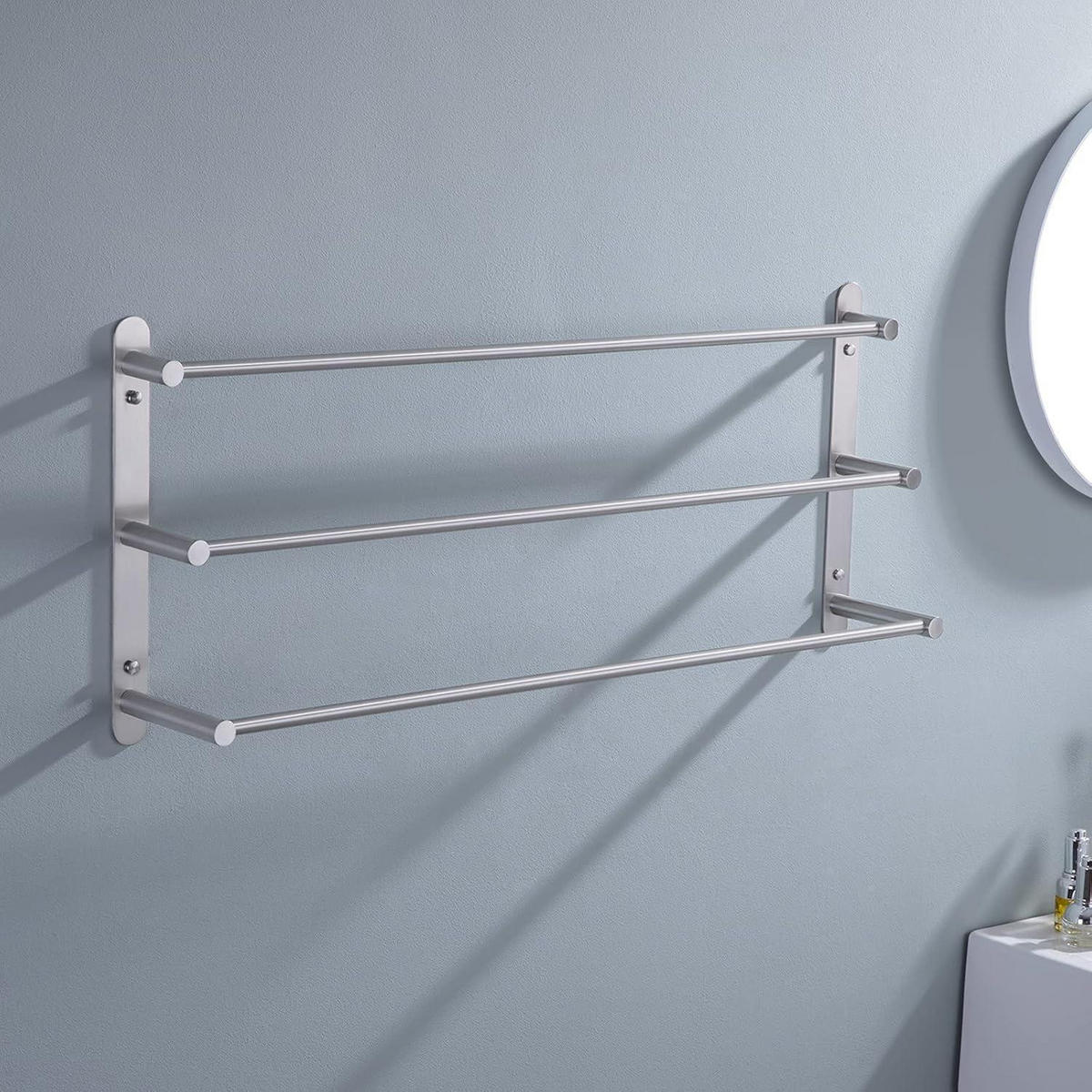 HANDTUCHSTANGE 3-teilig Edelstahl gebürstet 75 cm - Silberfarben, Metall (22.4/31.8/73.2cm)