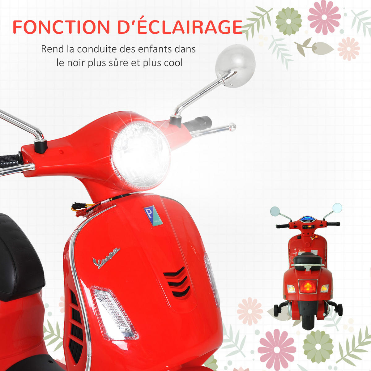 ELEKTRO-KINDERAUTO DE-12989 Stützräder Rot - Rot, Kunststoff (102/50.5/75.5cm) - ComfortXL