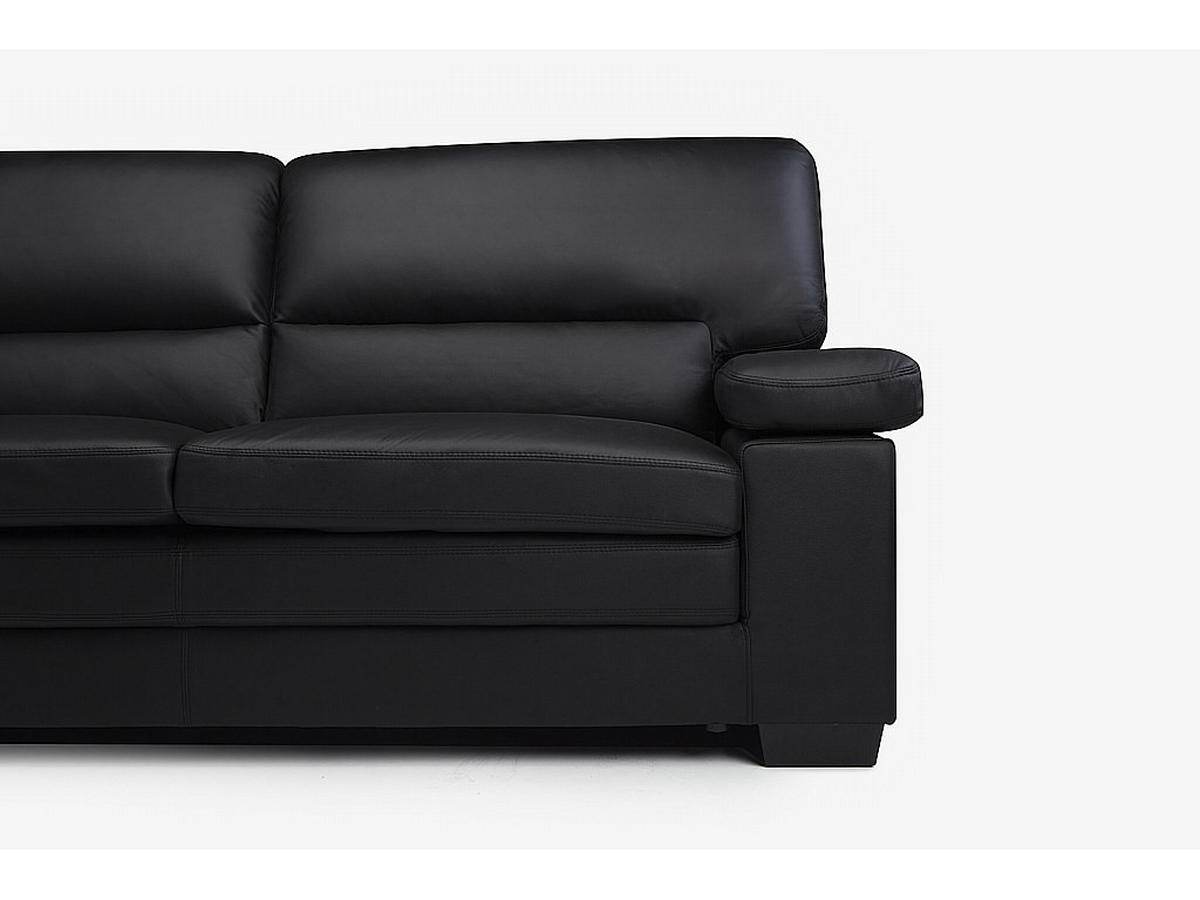 COUCHGARNITUR mit Sessel - 4 Personen - leder - schwarz Mimas - Schwarz, Leder (210/96/90cm) - Vente-Unique
