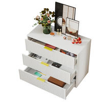KOMMODE aus MDF 40x80x72 cm Weiß mit 3 Schubladen und goldfarbenen Metallbeinen - Weiß, Holzwerkstoff (80/72/40cm) - Modfu