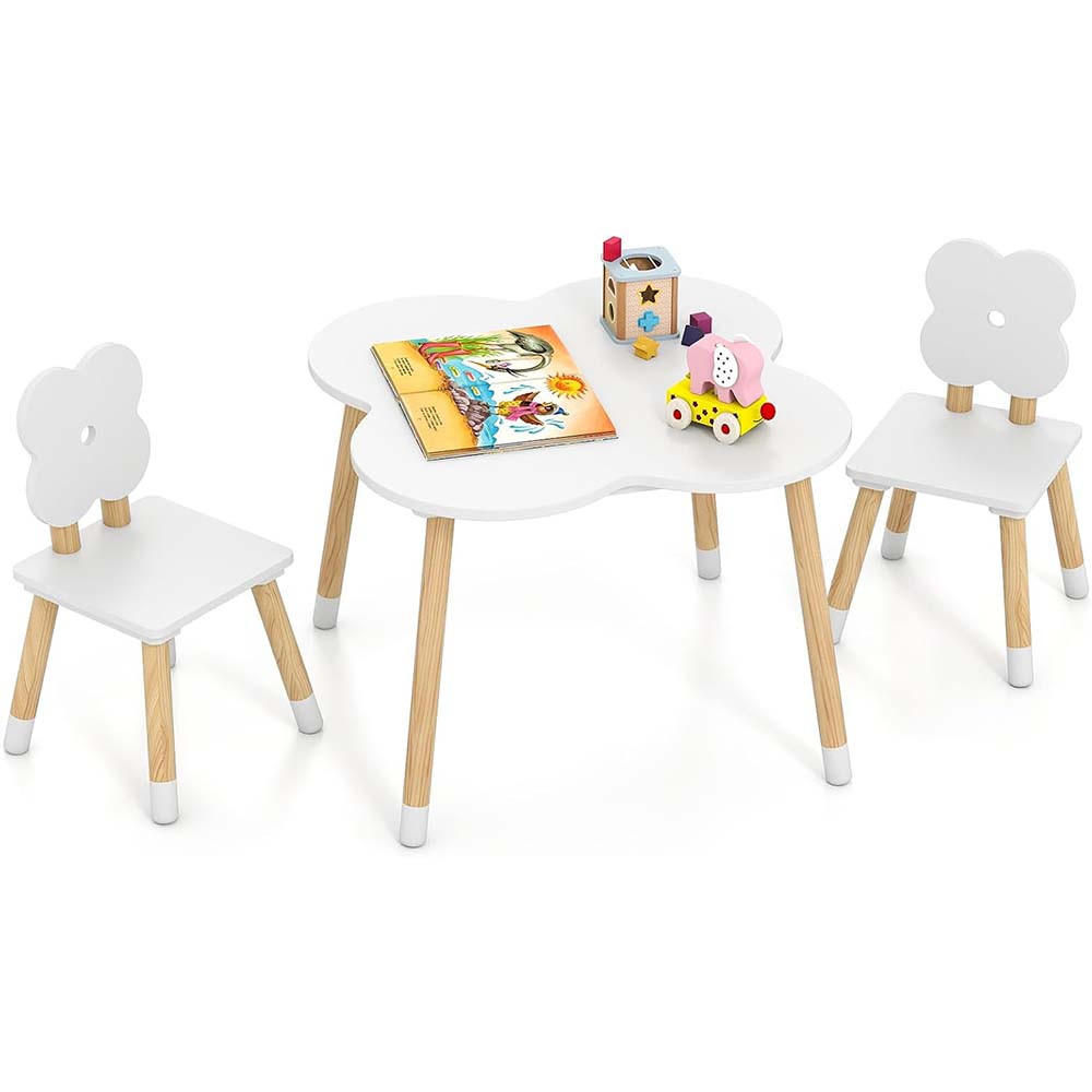 KINDERTISCH mit stuhl weiß(3-tlg) - Weiß, Holzwerkstoff (60/44/60cm) - COSTWAY