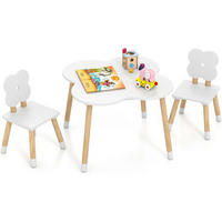 KINDERTISCH mit stuhl weiß(3-tlg) - Weiß, Holzwerkstoff (60/44/60cm) - COSTWAY
