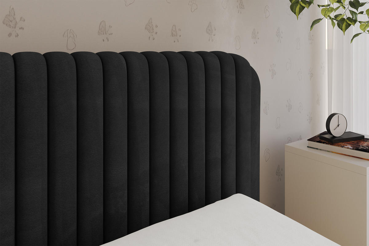 EINZELLBETT Jugendbett mit Bettkasten, Links - AURY 100x200 Schwarz - Schwarz, Holzwerkstoff/Textil (100/200cm) - ALTDECOR