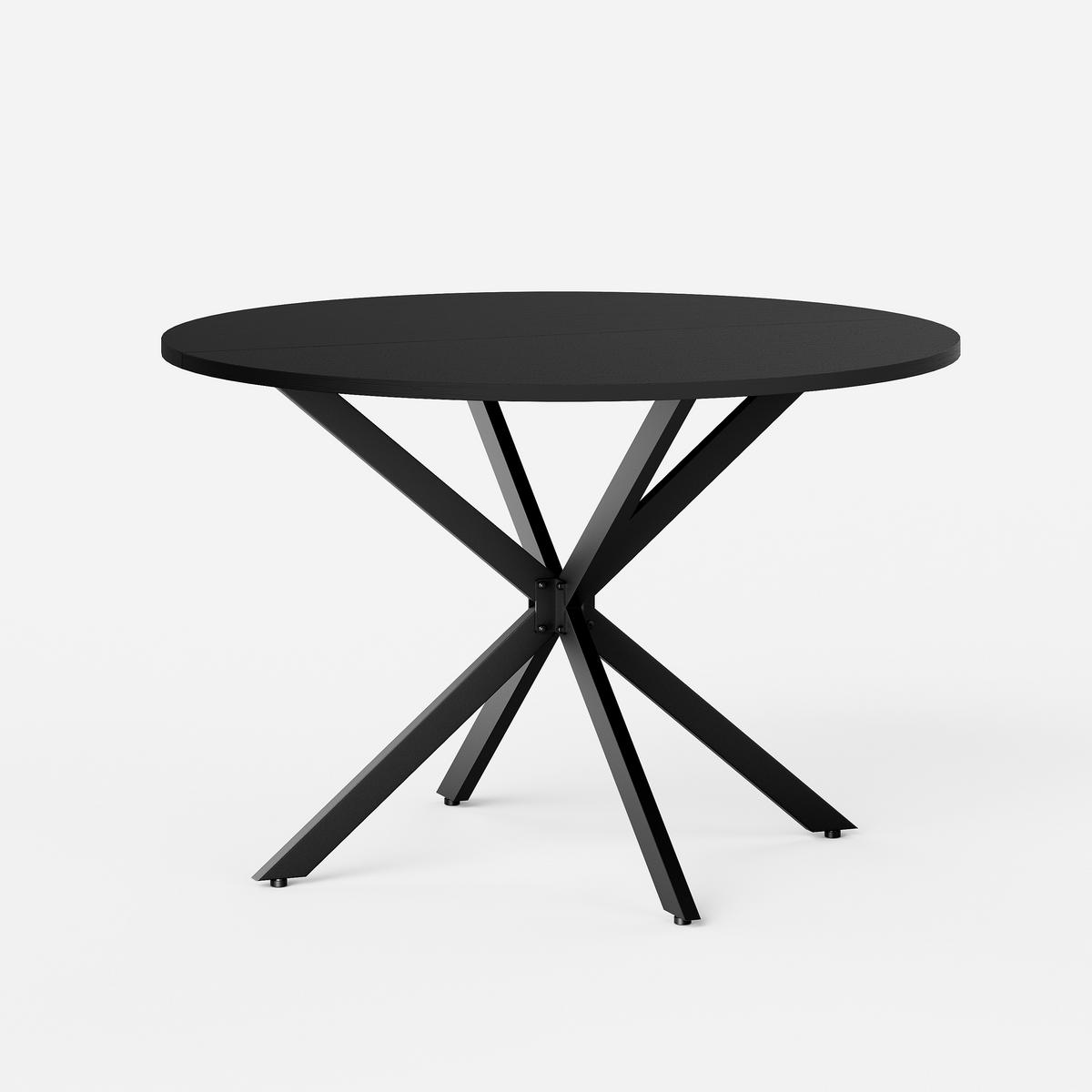 ESSTISCH rund X-Gestell Schwarz Ø 120 cm - Schwarz, Holzwerkstoff/Metall (120/120/78cm)