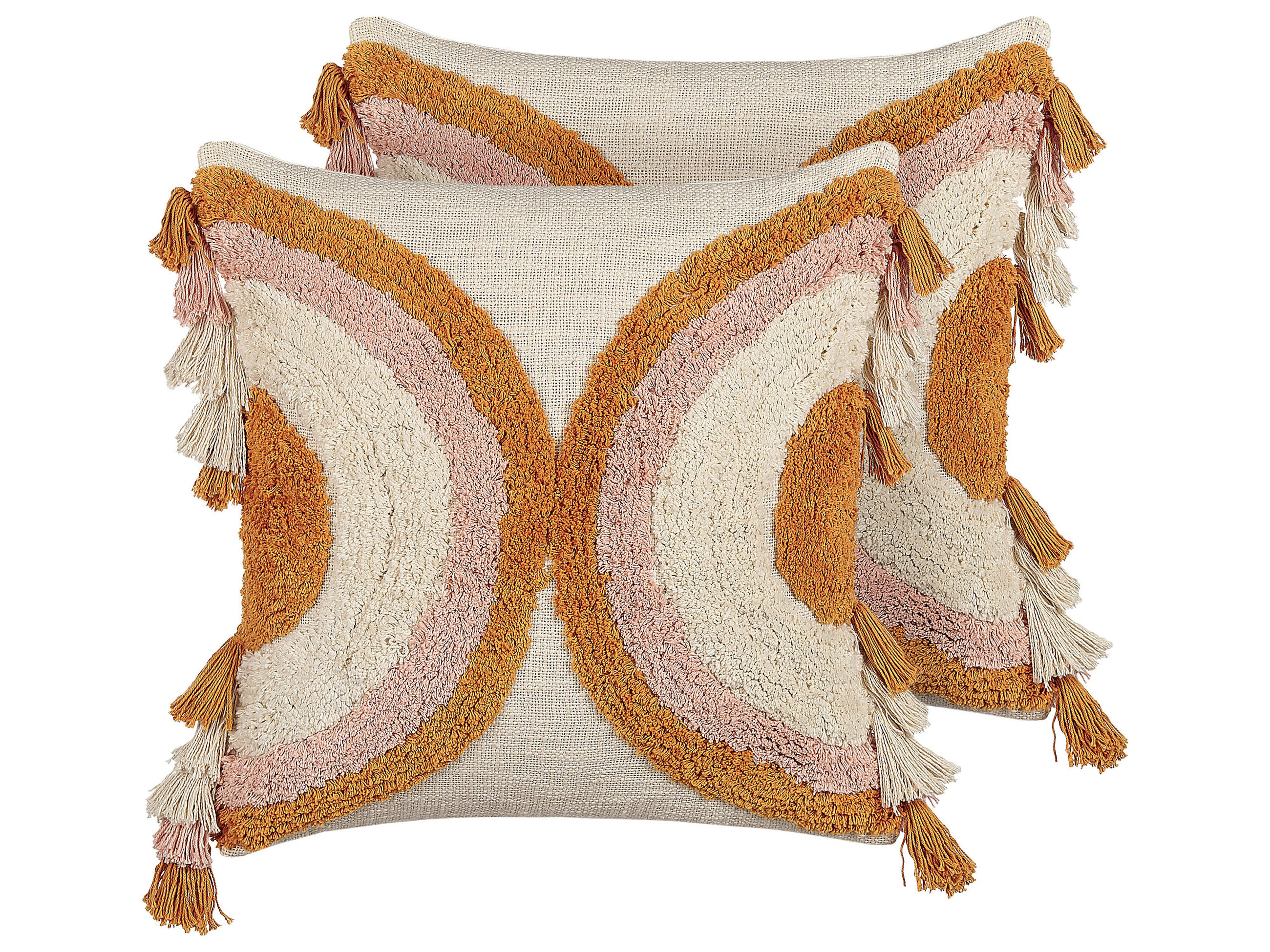 DEKOKISSEN 2er-Set Hellbeige 45/45 cm Lablab - Beige, Naturmaterialien/Textil (45/45cm) - Beliani