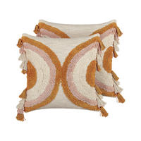 DEKOKISSEN 2er-Set Hellbeige 45/45 cm Lablab - Beige, Naturmaterialien/Textil (45/45cm) - Beliani