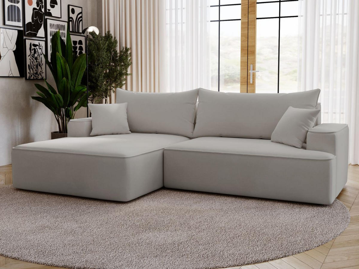 ECKSOFA California Hellgrau Links - Hellgrau, Holz/Textil (165/270cm) - Graingold