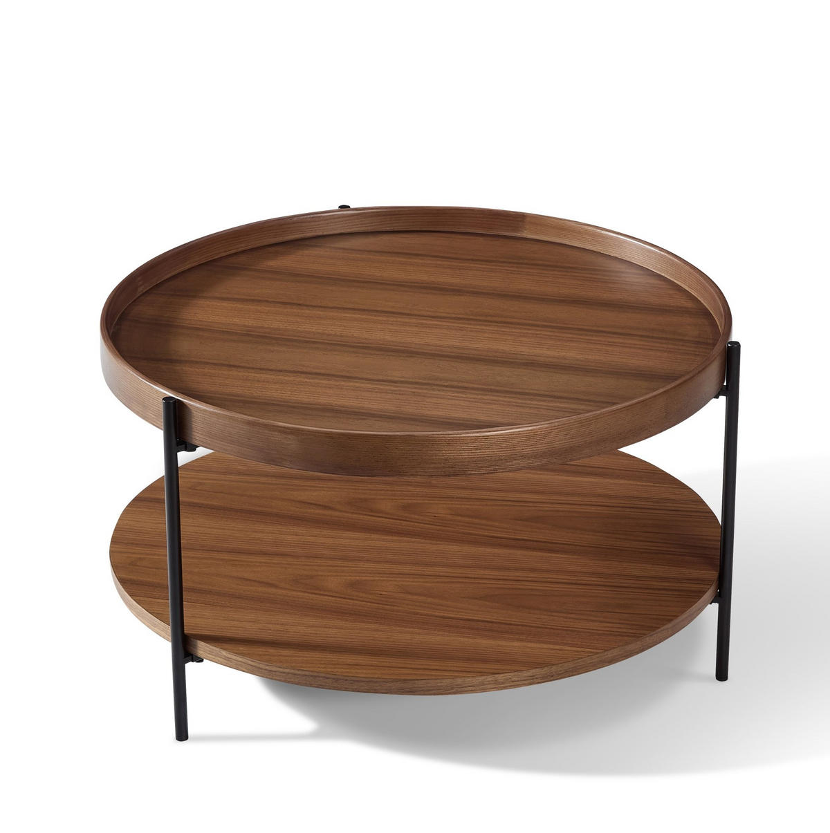 BEISTELLTISCH aus Massivholz und MDF 44x44x48 cm Walnuss mit kompakter Form und natürlicher Holzoptik - Walnussfarben, Holzwerkstoff (44/44/48cm) - Modfu