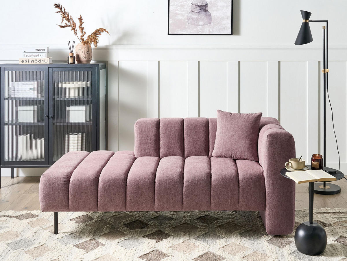 CHAISELONGUE-RECHTSSEITIGE Stoff Rosa Lannils - Pink/Schwarz, Textil (173/73/79cm) - Beliani