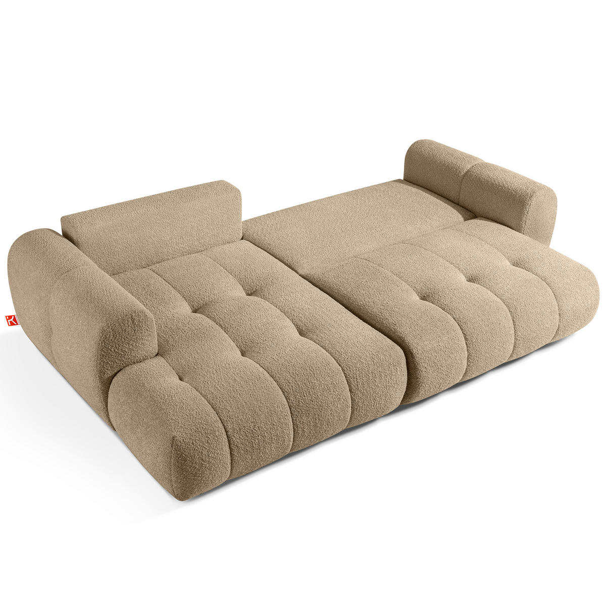 ECKSOFA LINKS LIRA, Beige, Bouclé - Beige, Holz/Holzwerkstoff (295/112cm) - KONSIMO®