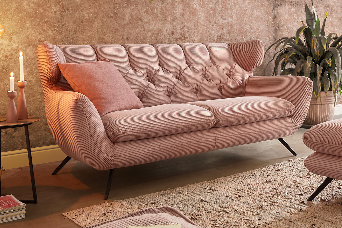 SITZGRUPPE CHARME Rosé - Rosa, Textil (175/94/95cm) - KAWOLA