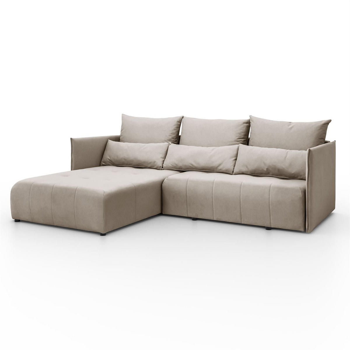 ECKSOFA APOLLO L mit Schlaffunktion und Bettkasten – linke Seite - Beige, Textil (246/188cm) - Lookway