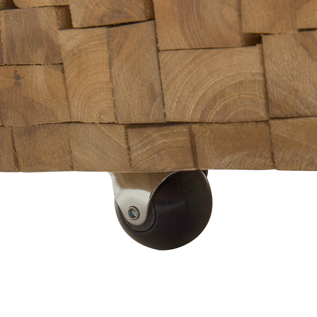 COUCHTISCH Teakholz hellbraun rechteckig 69/110 cm rollbar Gander - Hellbraun/Schwarz, Holz (69/110/37cm) - Beliani