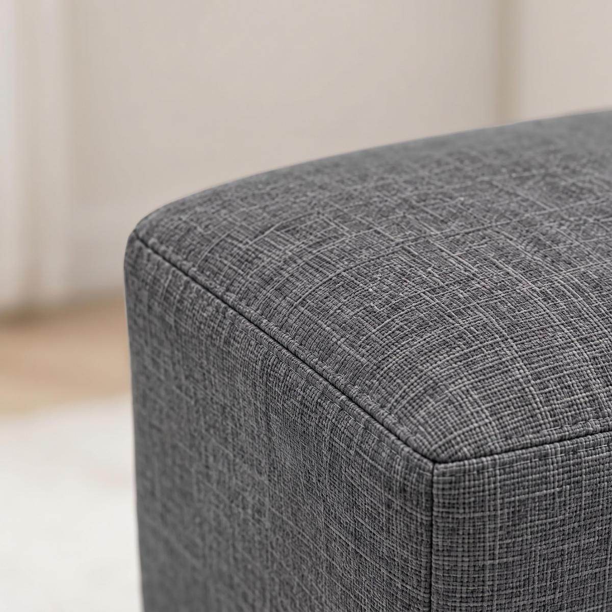 FUSSHOCKER Dunkelgrau gepolstert Holzfüße - Anthrazit, Holz/Textil (61/42/41cm) - Relaxdays