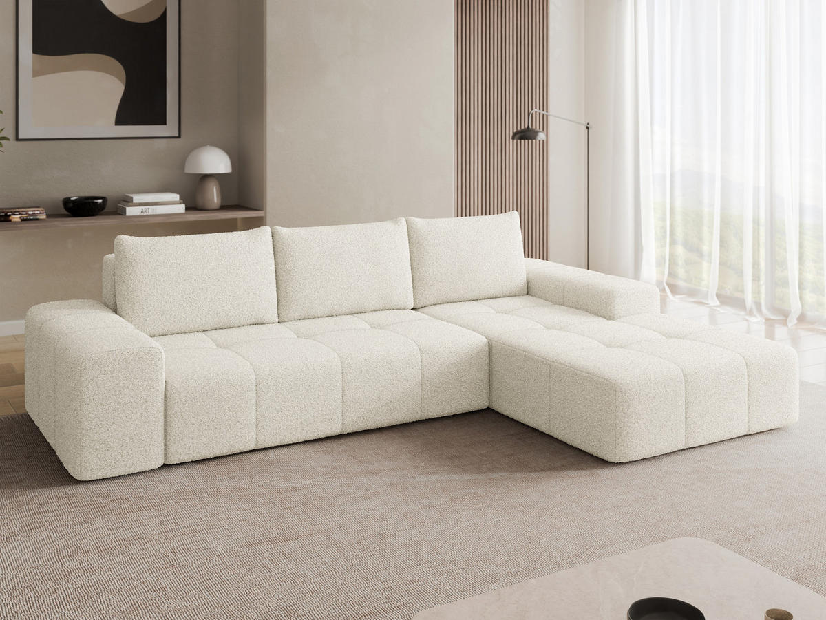 ECKSCHLAFSOFA Tonseo L, Seite: Rechts - Sandfarben/Schwarz, Holz/Kunststoff (275/173cm) - MIRJAN24