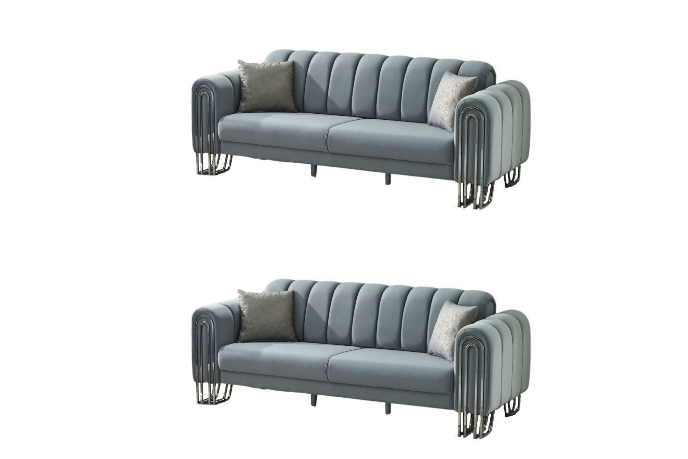 SITZGARNITUR Bloom Hellgrau Stellvariante:3+3 - Grau, Holz (235/85/90cm) - Villa Möbel