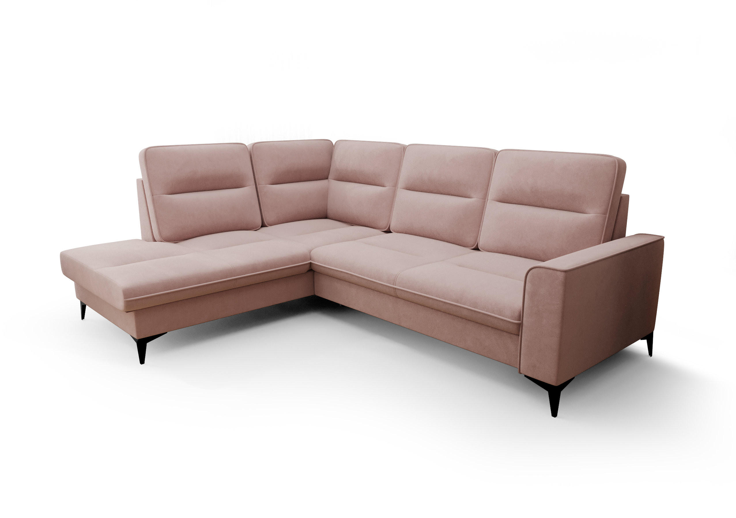 ECKSOFA KONGO RBN14, Eckcouch in L-Form mit Schlaffunktion, Farbe: Rosa, Velourstoff, Ottomane Links - Rosa, Textil (260/200cm) - O-Sofa