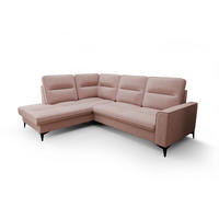 ECKSOFA KONGO RBN14, Eckcouch in L-Form mit Schlaffunktion, Farbe: Rosa, Velourstoff, Ottomane Links - Rosa, Textil (260/200cm) - O-Sofa