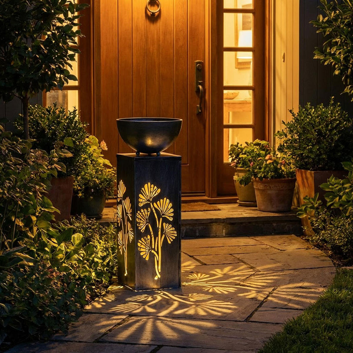 LED SOLARLAMPE Pflanzschale Silber-Antik - Silberfarben, Metall (25/25/59cm)