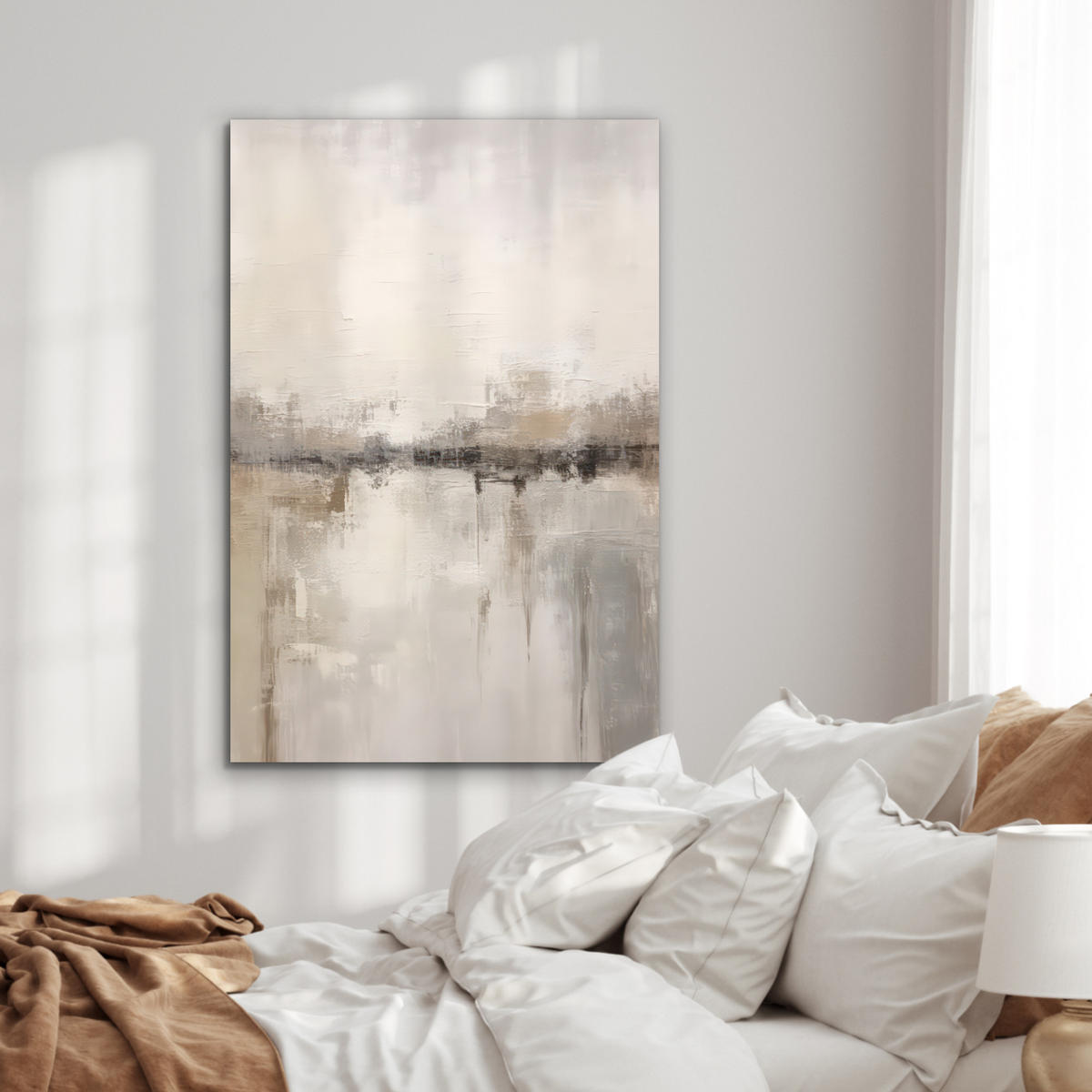 METALLBILD Moderne Kunst - Abstrakt - Beige 60x90 cm - Beige, Metall (60/90cm) - MuchoWow