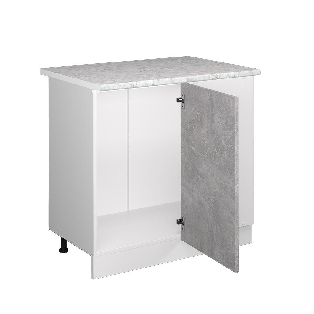 ECKUNTERSCHRANK R-Line Beton 86 cm, AP Marmor - Schieferfarben/Hellgrau, Holzwerkstoff (86/81.6/60cm) - Vicco