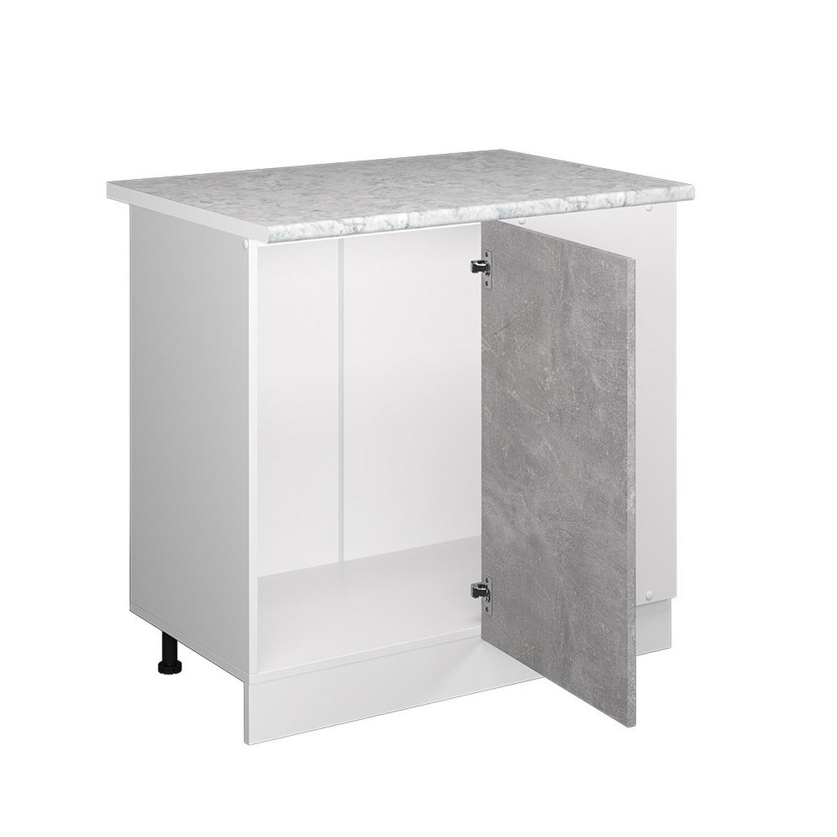 ECKSCHRANK FÜR HAUSRAT R-Line Beton 86 cm mit Tür, mit Arbeitsplatte - Schieferfarben/Weiß, Holzwerkstoff (86/81.6/60cm) - Vicco