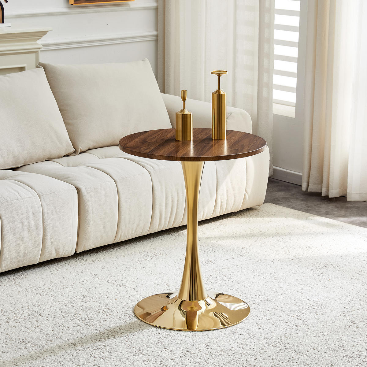 BARTISCH Ø60/72 cm mit Walnussoptik DE-40006 Gold - Goldfarben, Holzwerkstoff (60/60/72cm) - ComfortXL