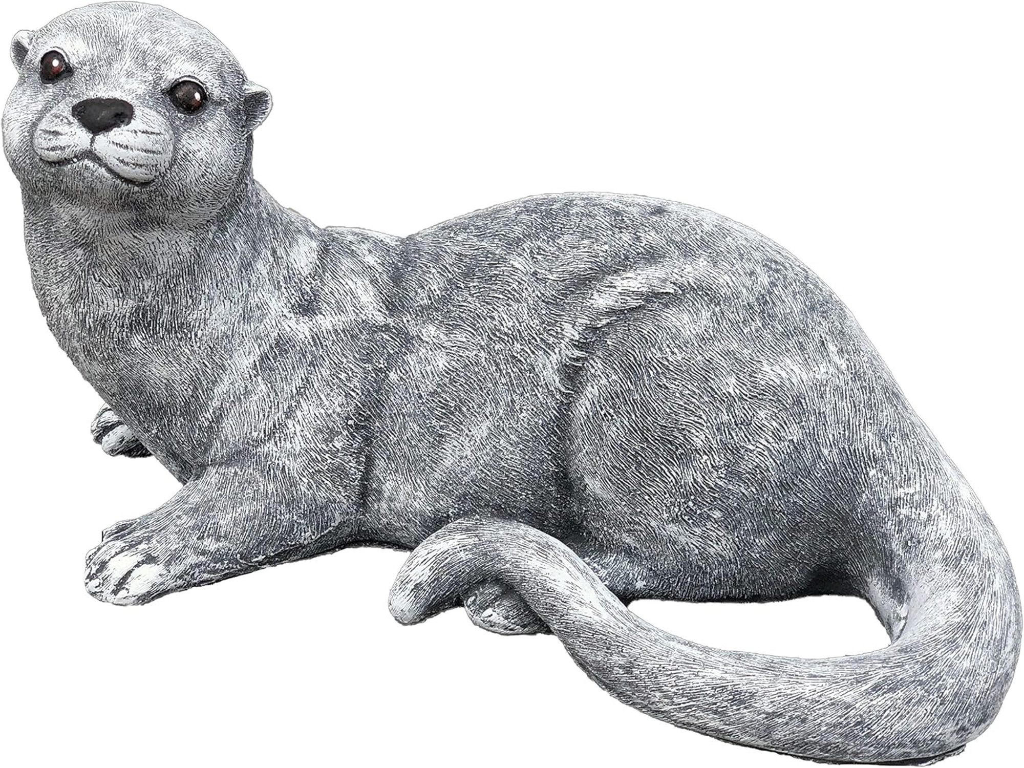 STEINFIGUR Otter, Frostfest massiver Steinguss - Grau, Stein (27/17/17cm) - stoneandstyle