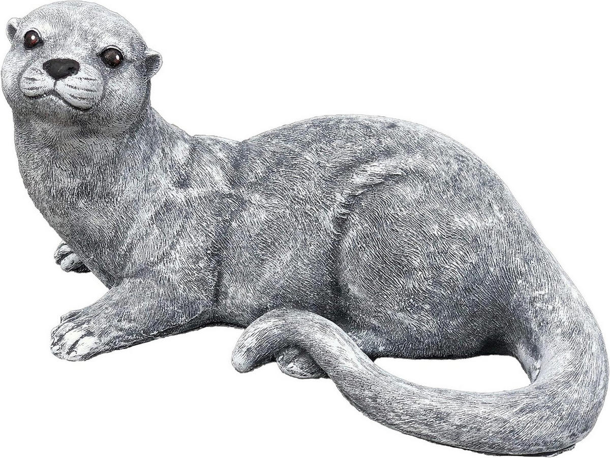 STEINFIGUR Otter, Frostfest massiver Steinguss - Grau, Stein (27/17/17cm) - stoneandstyle