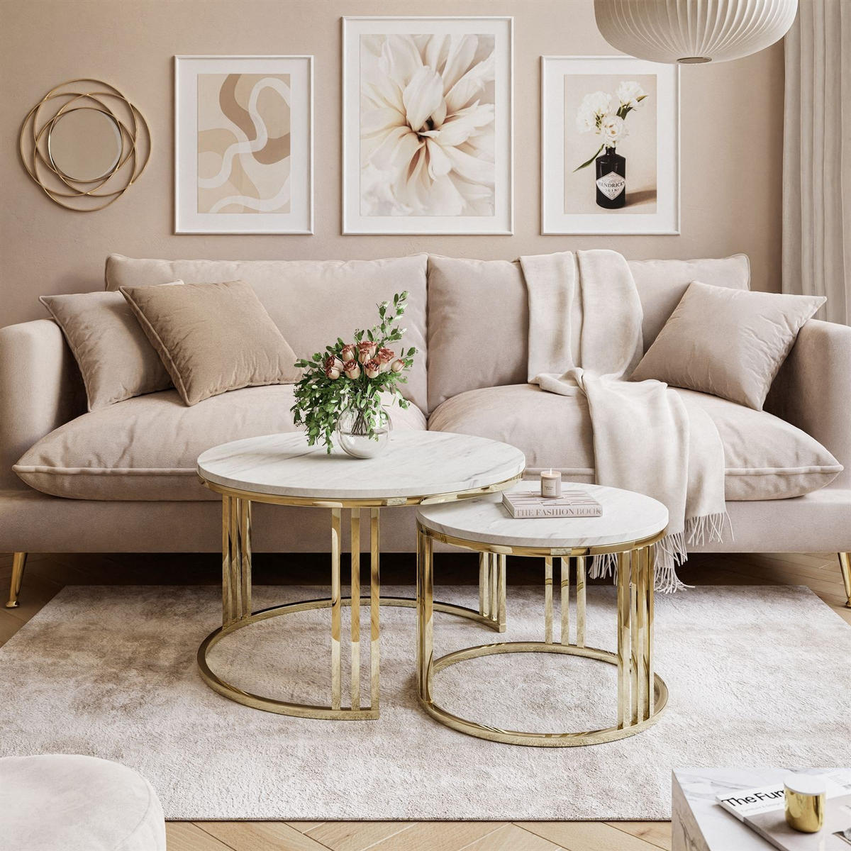 COUCHTISCH 2 in 1 LORI LEVANTO verchromt gold - Goldfarben, Holzwerkstoff (70/70/49cm) - Lookway