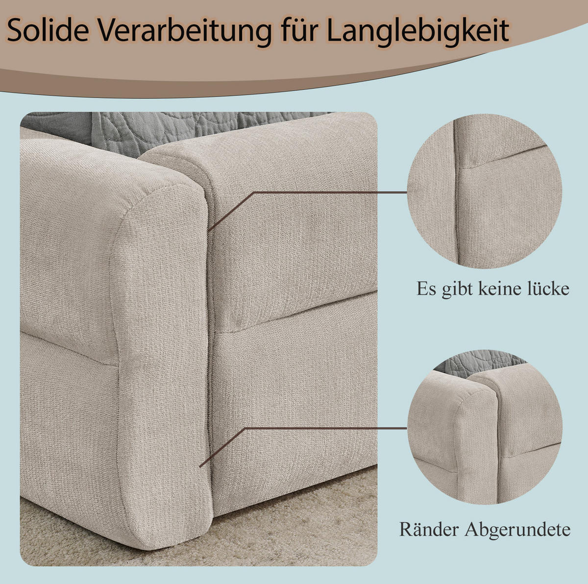 BETTGESTELL mit Kopfteil 140x200 cm Chenille Beige - Beige, Holz (140/200cm) - Meubliv