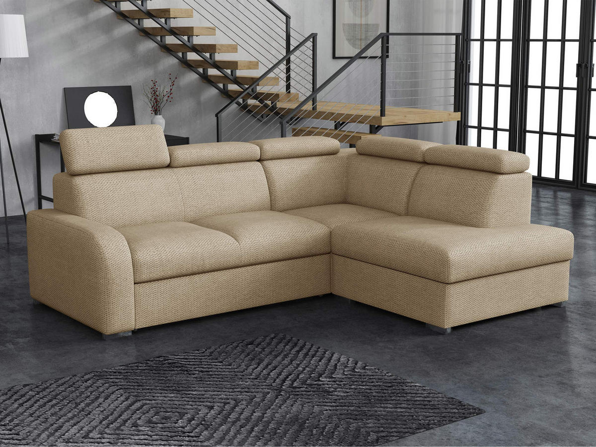 ECKSOFA Oslo 2rRLXp, Seite: Rechts 2R+R+LXP - Silberfarben/Naturfarben, Holz/Textil (250/200cm) - MIRJAN24