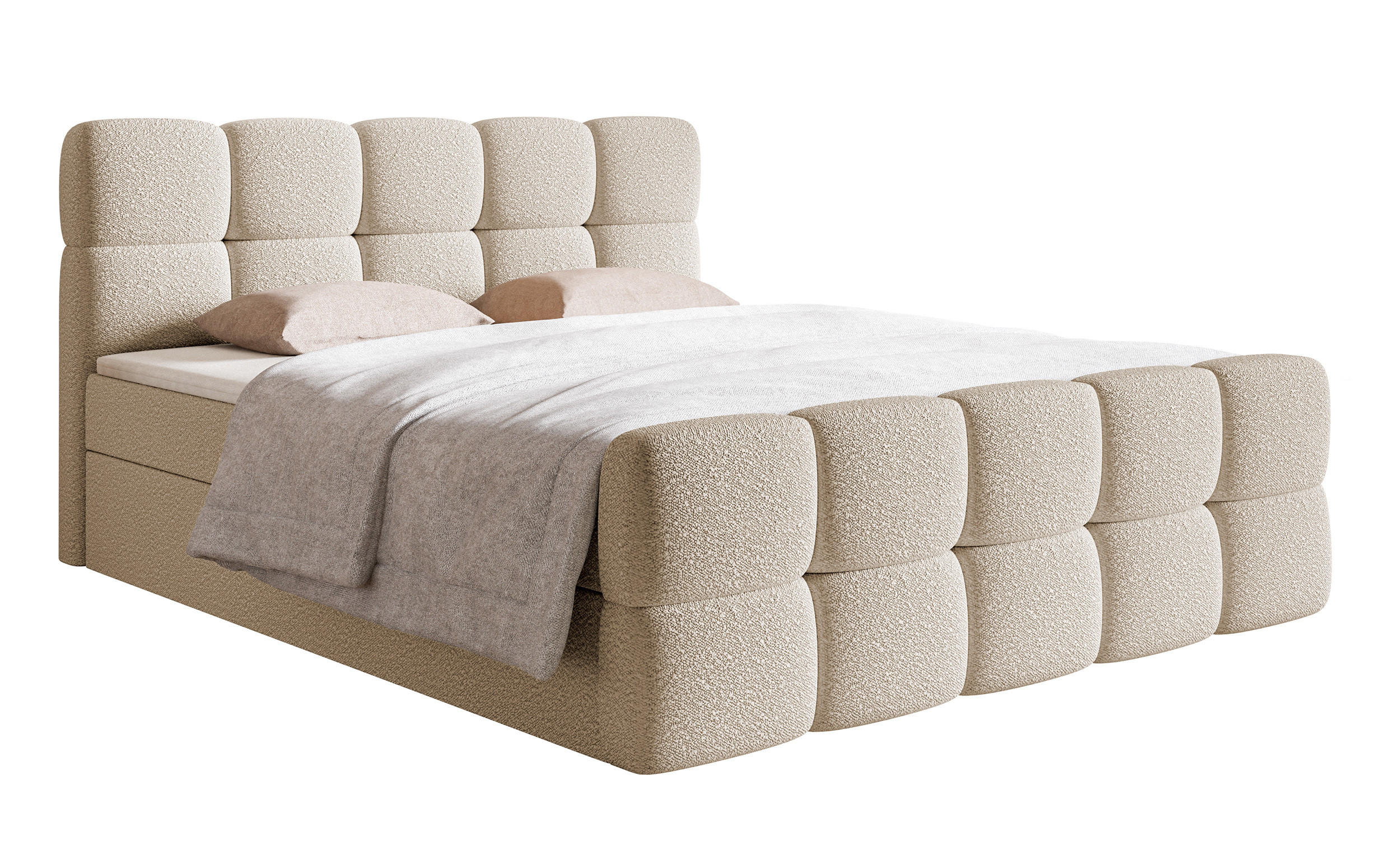 BOXBETT Cloudy Hellbeige Boucle-Bezug 140/200 cm - Beige, Textil (140/200cm) - Selsey