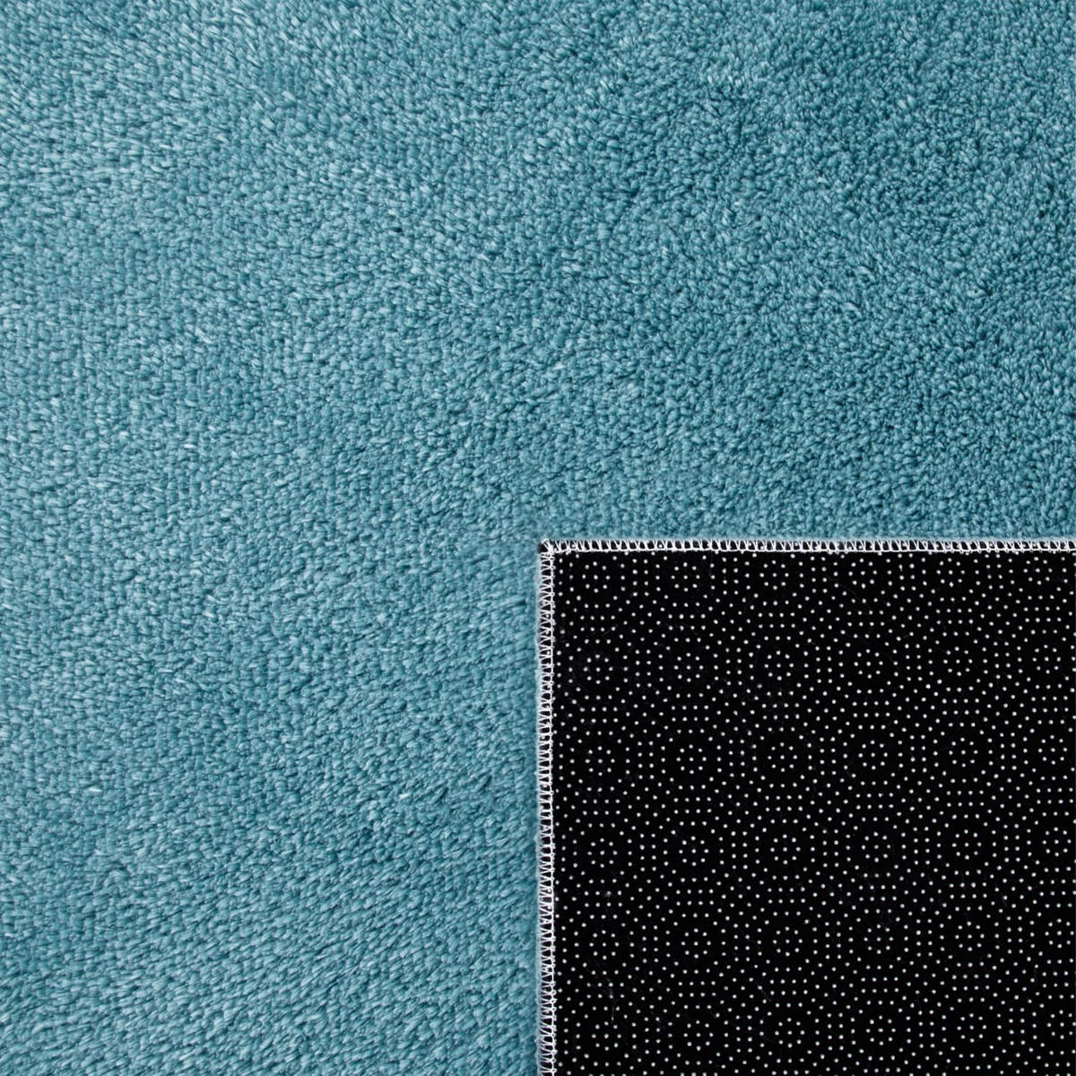 TEPPICH Kurzflor waschbar Unifarben Wohnzimmer schmutzabweisend Türkis Rund 80D - Türkis, Textil (80/80cm) - KADIMA DESIGN