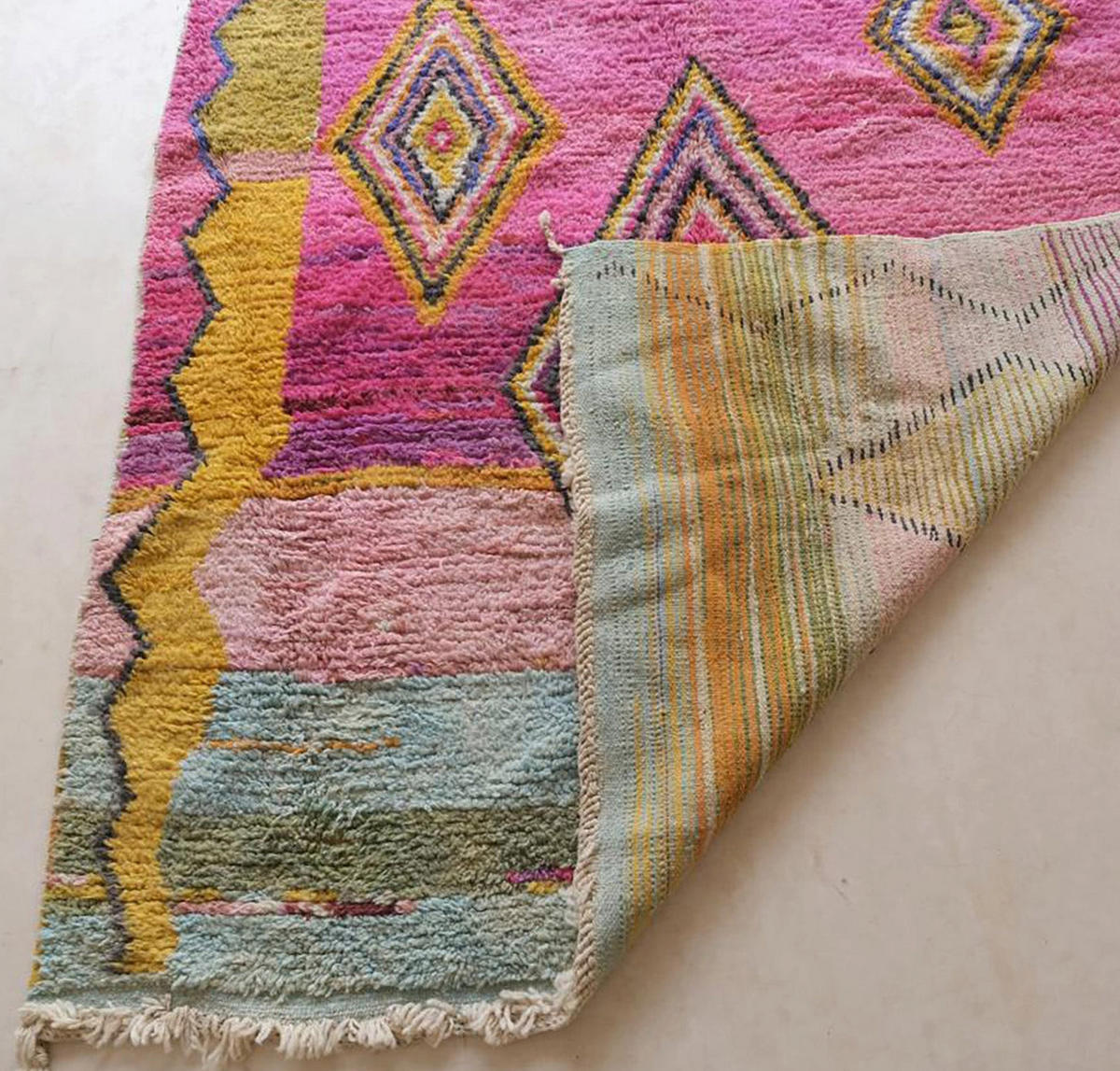 BERBERTEPPICH aus Marokko aus reiner Wolle rosa - Pink, Naturmaterialien (193/283cm) - AFK Living