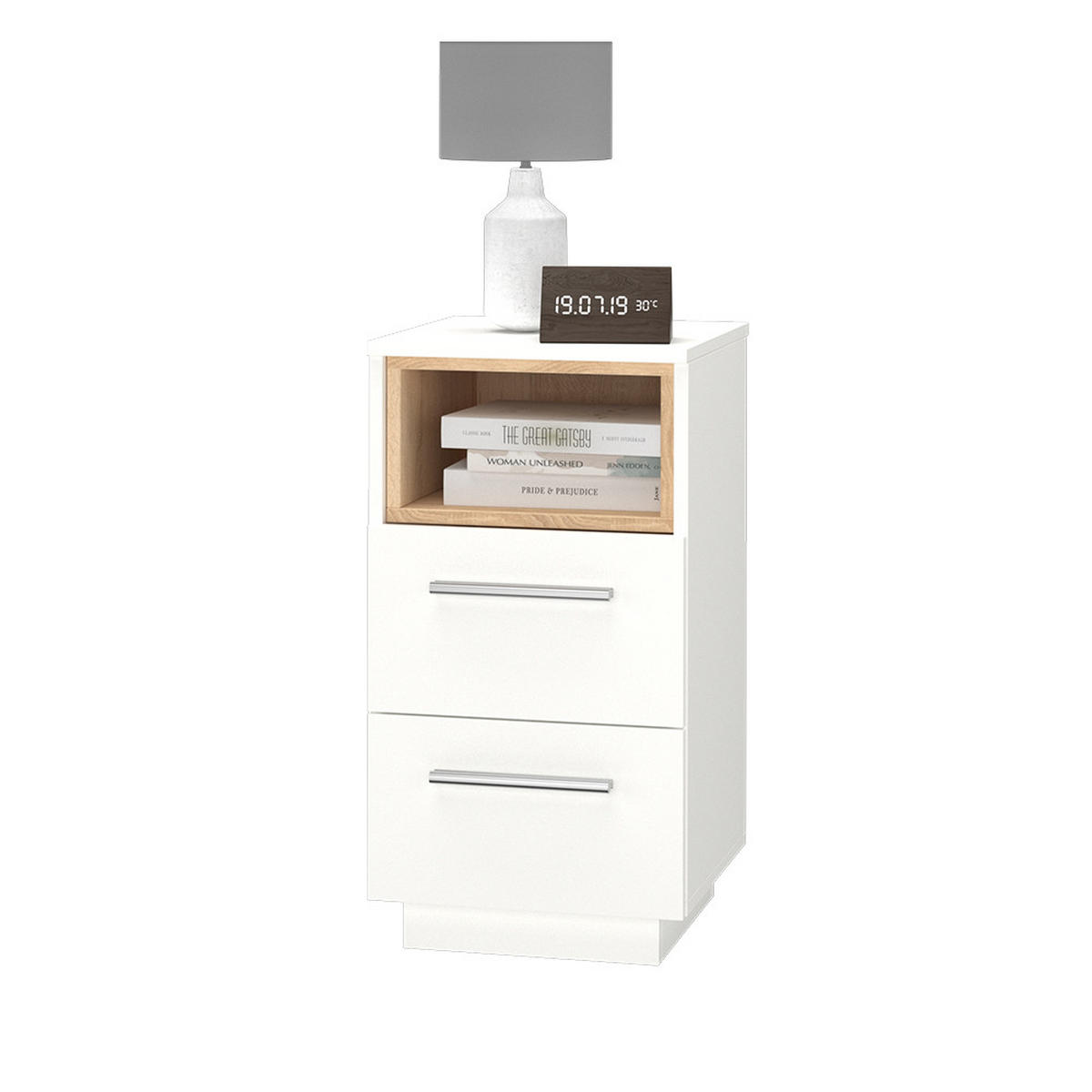 NACHTTISCH Beatrice Weiß 36 x 68 cm - Weiß, Holzwerkstoff (36/68/36cm) - Vicco